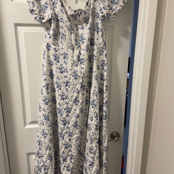 White and Blue Floral Maxi Dress - Picture 2 of 2